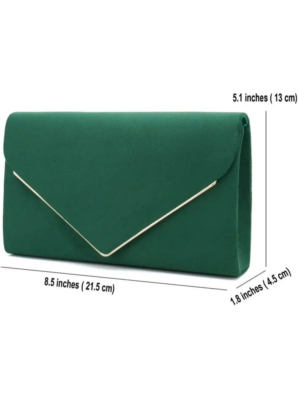 👜 Women's Green Faux Suede Clutch Bag Elegant Metal Binding Evening Purse